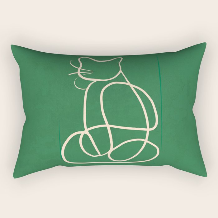 Abstract Line Art Cat 9 Rectangular Pillow Gallery Image 2
