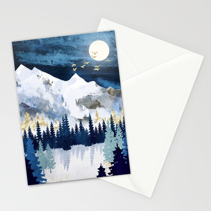 Moonlit Snow Stationery Card Gallery Image 2