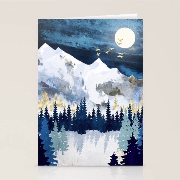 Moonlit Snow Stationery Card Gallery Image 2