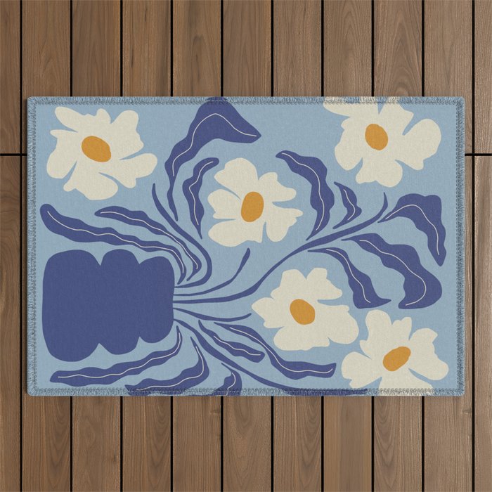 Blue moon flower-pot  Outdoor Rug Gallery Image 1