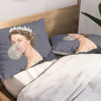 Queen Elizabeth in blue satin blowing a bubble gum Pillow Sham Gallery Image 2