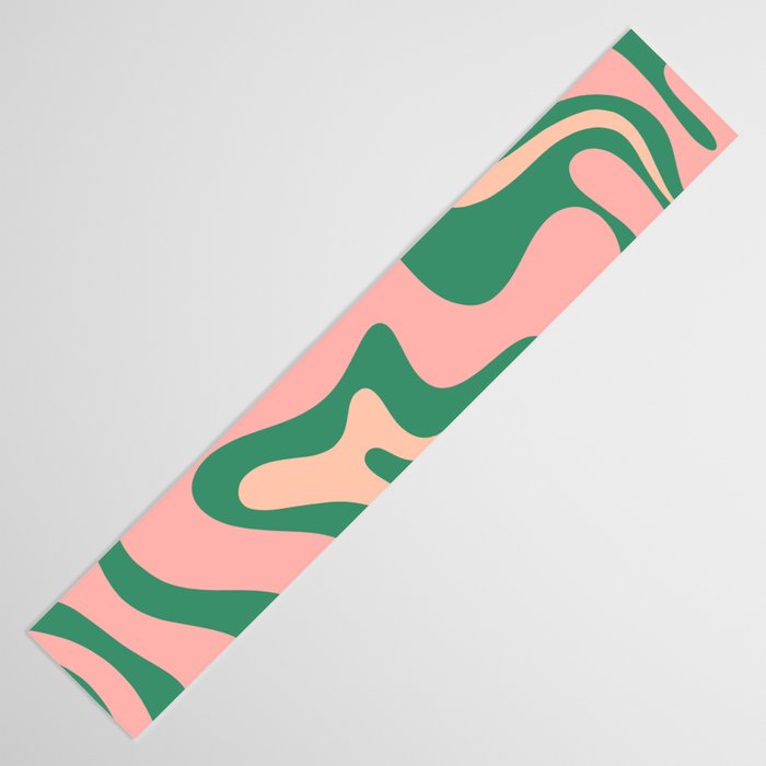 Liquid Swirl Abstract Pattern Pink Blush Green  Table Runner Gallery Image 3