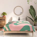 Liquid Swirl Abstract Pattern Pink Blush Green  Comforter Gallery Image 3