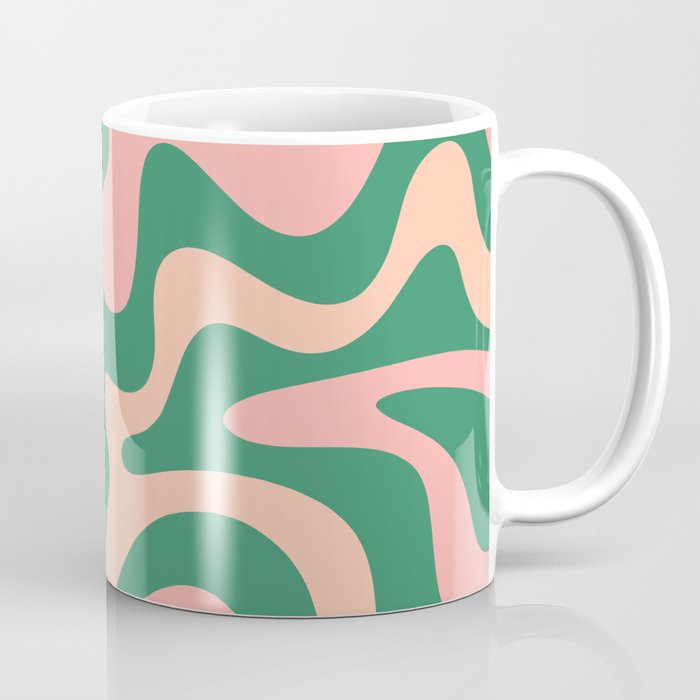 Liquid Swirl Abstract Pattern Pink Blush Green  Coffee Mug Gallery Image 1