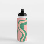 Liquid Swirl Abstract Pattern Pink Blush Green  Water Bottle Gallery Image 3
