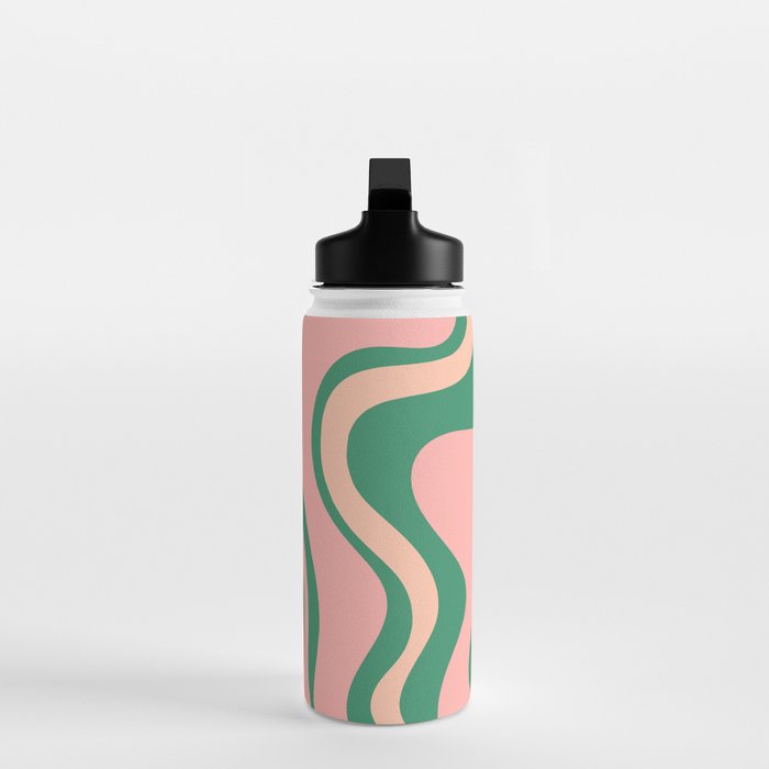 Liquid Swirl Abstract Pattern Pink Blush Green  Water Bottle Gallery Image 3