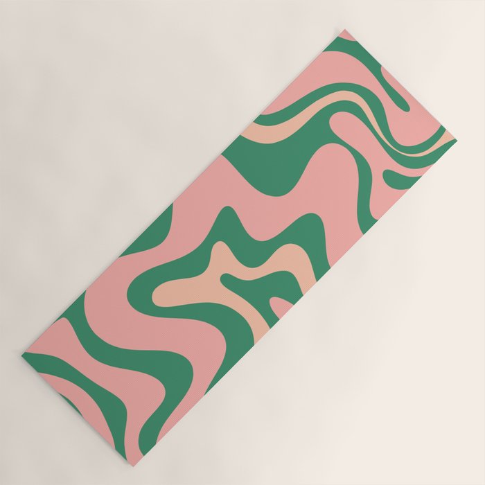Liquid Swirl Abstract Pattern Pink Blush Green  Yoga Mat Gallery Image 1