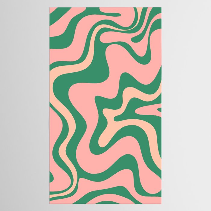 Liquid Swirl Abstract Pattern Pink Blush Green  Tablecloth Gallery Image 2