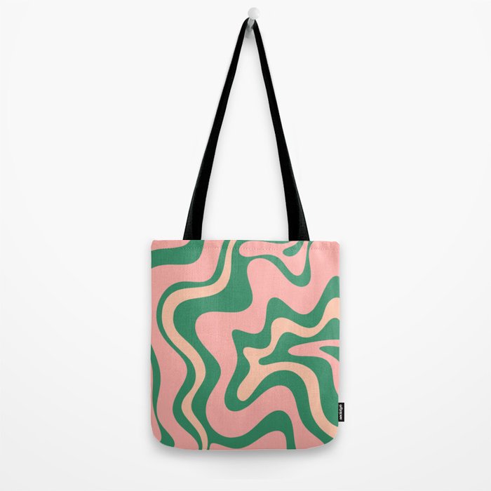 Liquid Swirl Abstract Pattern Pink Blush Green  Tote Bag Gallery Image 2