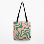 Liquid Swirl Abstract Pattern Pink Blush Green  Tote Bag Gallery Image 2