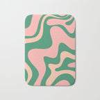 Liquid Swirl Abstract Pattern Pink Blush Green  Bath Mat Gallery Image 1