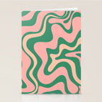 Liquid Swirl Abstract Pattern Pink Blush Green  Stationery Card Gallery Image 2