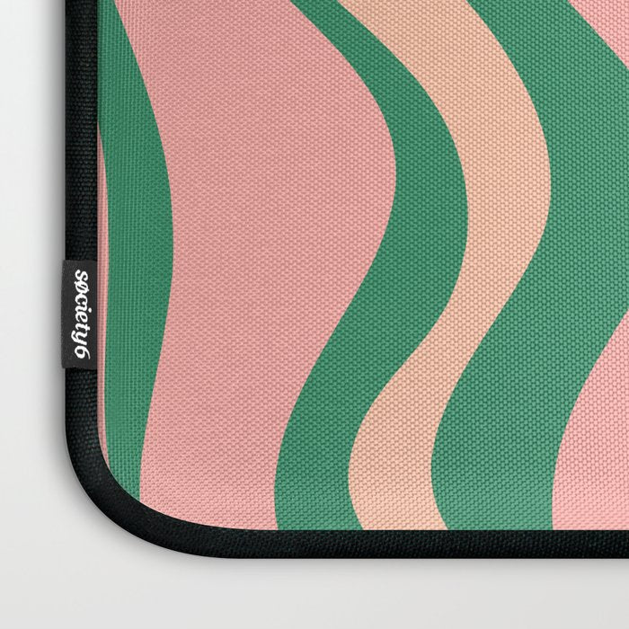 Liquid Swirl Abstract Pattern Pink Blush Green  Laptop Sleeve Gallery Image 3