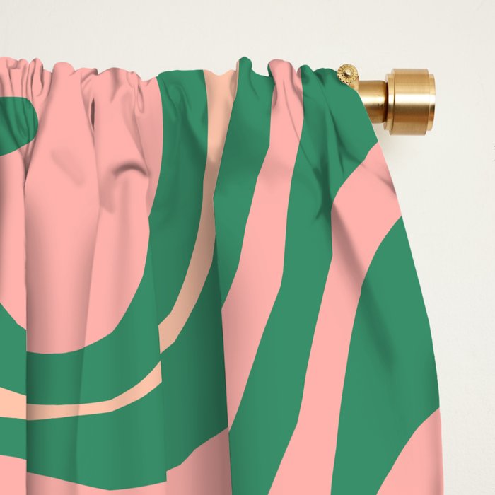 Liquid Swirl Abstract Pattern Pink Blush Green  Window Curtain Gallery Image 2