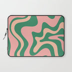 Liquid Swirl Abstract Pattern Pink Blush Green  Laptop Sleeve Gallery Image 1