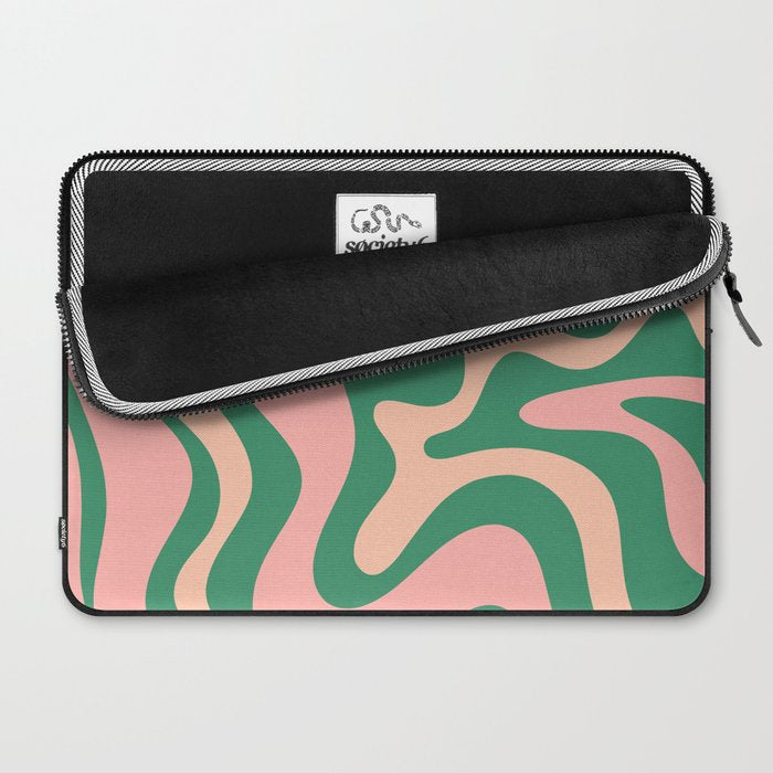 Liquid Swirl Abstract Pattern Pink Blush Green  Laptop Sleeve Gallery Image 2