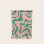 Liquid Swirl Abstract Pattern Pink Blush Green  Wall Hanging Gallery Image 1