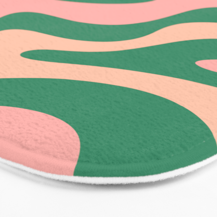 Liquid Swirl Abstract Pattern Pink Blush Green  Bath Mat Gallery Image 3