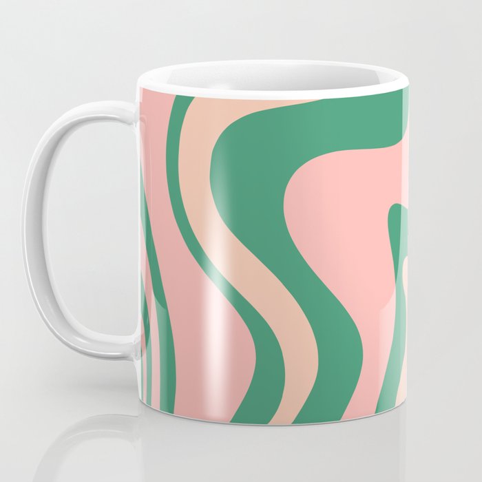 Liquid Swirl Abstract Pattern Pink Blush Green  Coffee Mug Gallery Image 3