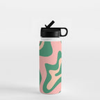 Liquid Swirl Abstract Pattern Pink Blush Green  Water Bottle Gallery Image 1