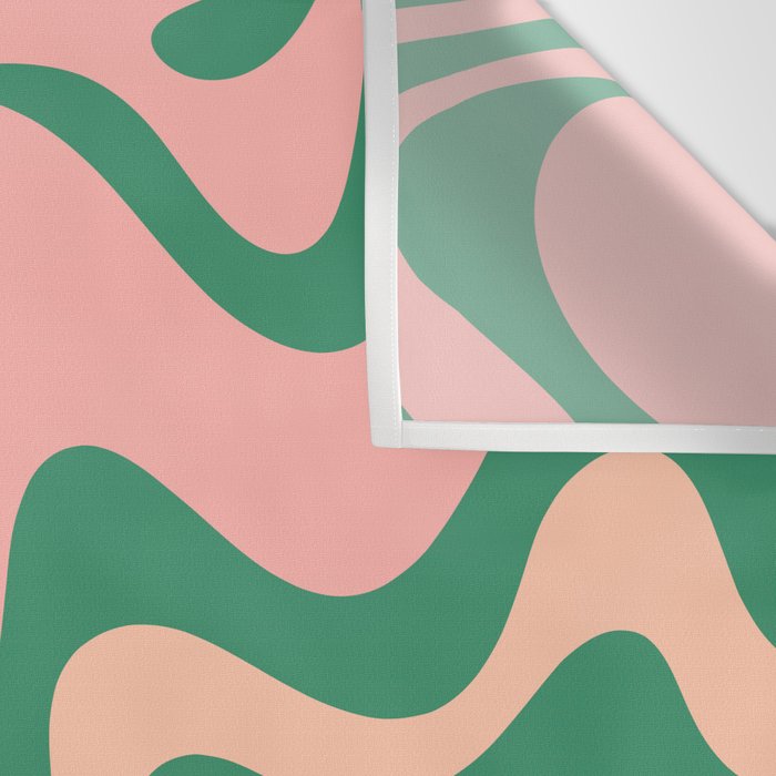 Liquid Swirl Abstract Pattern Pink Blush Green  Wall Tapestry Gallery Image 3