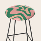Liquid Swirl Abstract Pattern Pink Blush Green  Stool Gallery Image 2