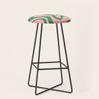 Liquid Swirl Abstract Pattern Pink Blush Green  Stool Gallery Image 1