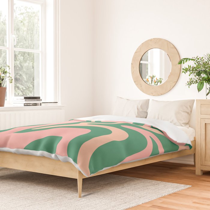 Liquid Swirl Abstract Pattern Pink Blush Green  Duvet Cover Gallery Image 2