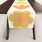 Scandi Floral Grid Retro Flower Pattern in Green Blush Yellow Cream Table Runner Gallery Image 1