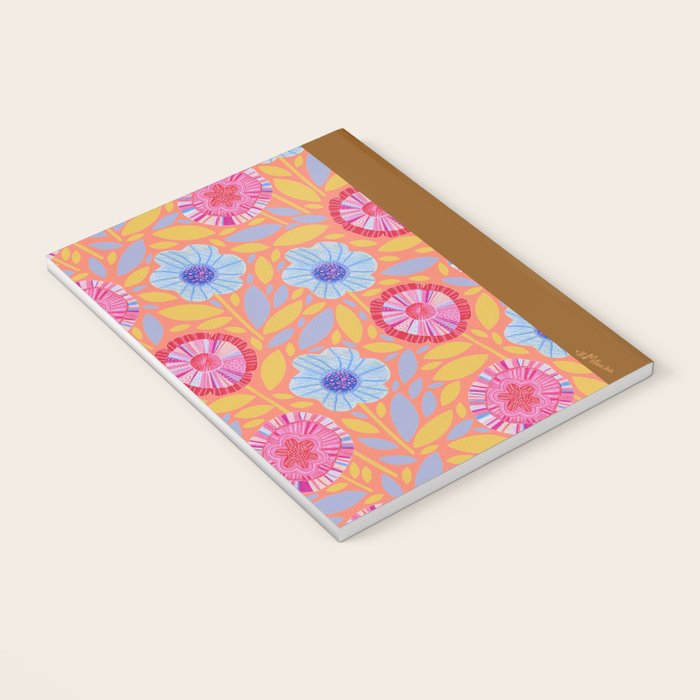 Folk Floral Blossoms in Sweet Peach Notebook Gallery Image 3