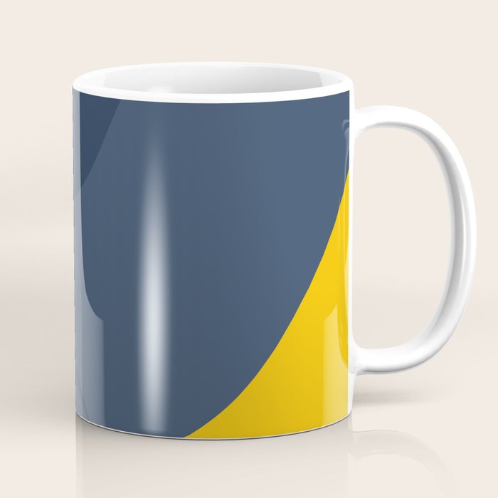 Abstract Organic Shapes Navy Blue and Yellow Coffee Mug Gallery Image 1