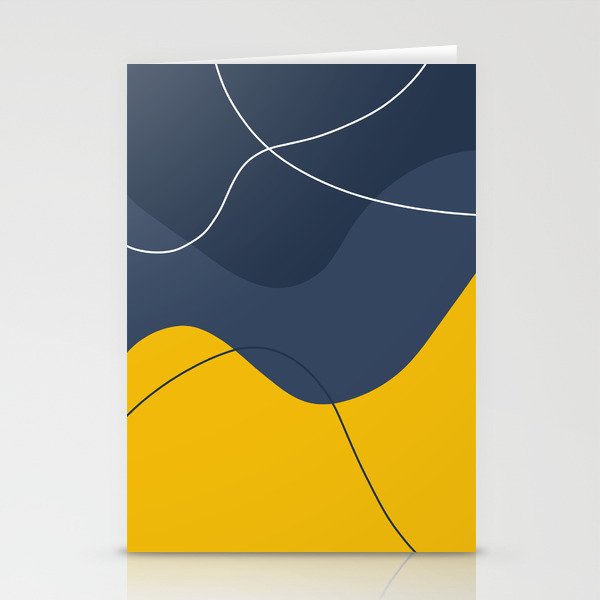 Abstract Organic Shapes Navy Blue and Yellow Stationery Card Gallery Image 1