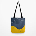 Abstract Organic Shapes Navy Blue and Yellow Tote Bag Gallery Image 2