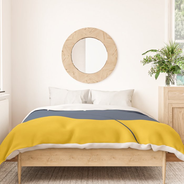 Abstract Organic Shapes Navy Blue and Yellow Duvet Cover Gallery Image 3