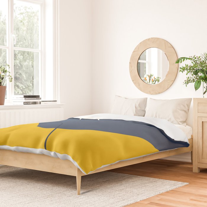 Abstract Organic Shapes Navy Blue and Yellow Duvet Cover Gallery Image 2