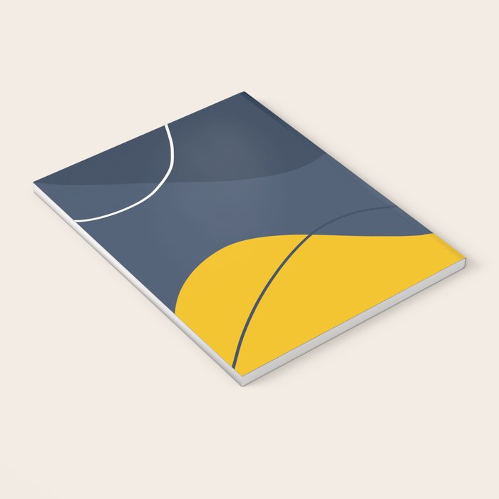 Abstract Organic Shapes Navy Blue and Yellow Notebook Gallery Image 3