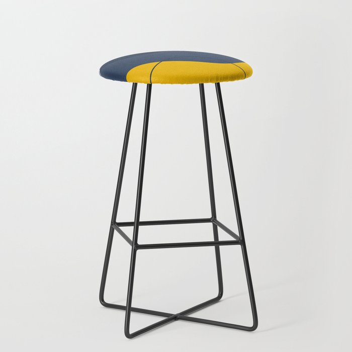 Abstract Organic Shapes Navy Blue and Yellow Stool Gallery Image 1