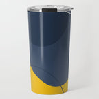 Abstract Organic Shapes Navy Blue and Yellow Travel Mug Gallery Image 1