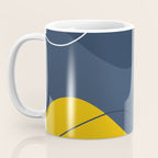 Abstract Organic Shapes Navy Blue and Yellow Coffee Mug Gallery Image 3