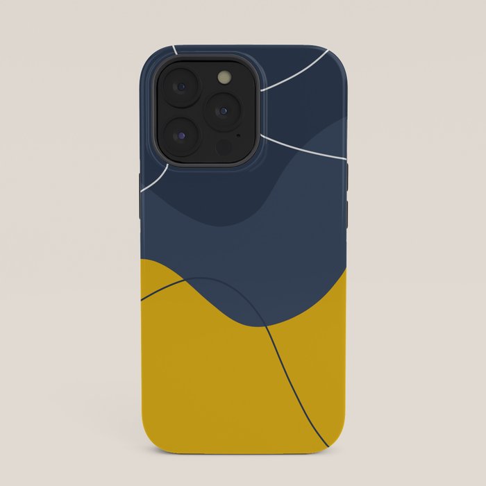 Abstract Organic Shapes Navy Blue and Yellow iPhone Case Gallery Image 35