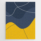 Abstract Organic Shapes Navy Blue and Yellow Jigsaw Puzzle Gallery Image 1