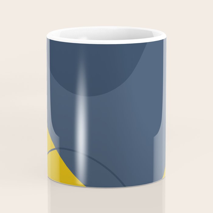 Abstract Organic Shapes Navy Blue and Yellow Coffee Mug Gallery Image 4
