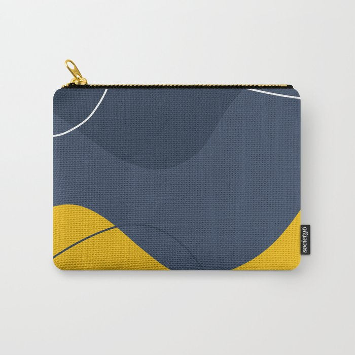Abstract Organic Shapes Navy Blue and Yellow Carry All Pouch Gallery Image 1