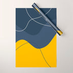 Abstract Organic Shapes Navy Blue and Yellow Wrapping Paper Gallery Image 1