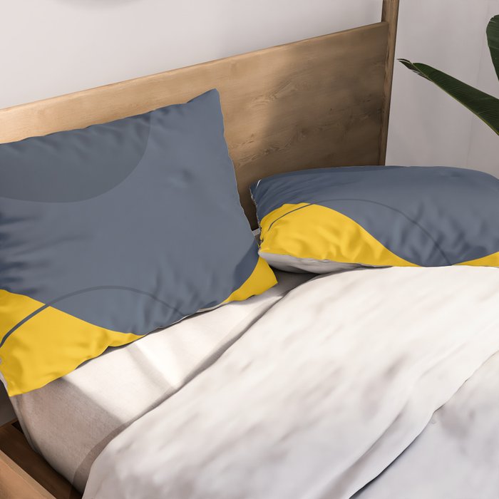 Abstract Organic Shapes Navy Blue and Yellow Pillow Sham Gallery Image 2