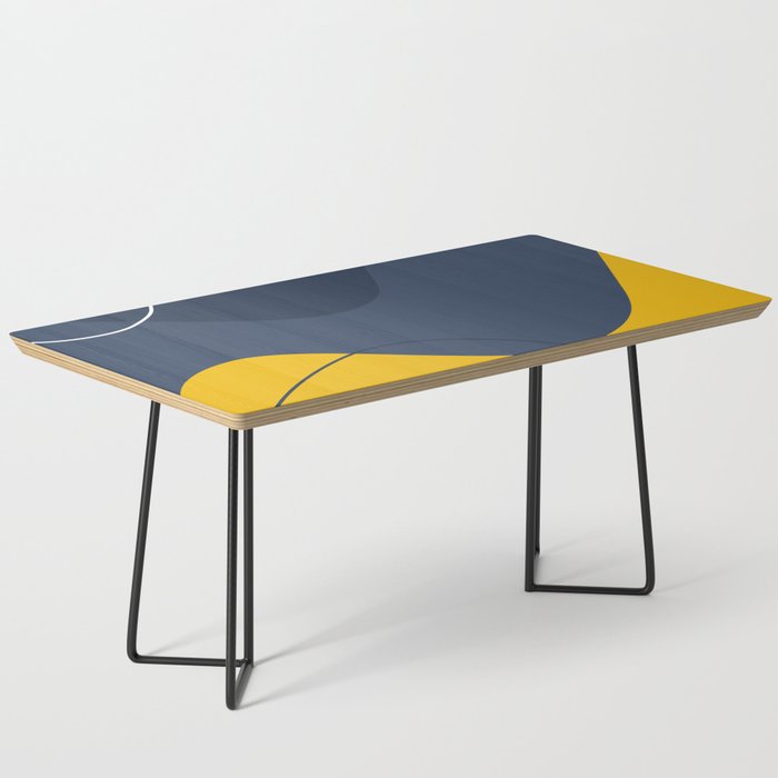Abstract Organic Shapes Navy Blue and Yellow Coffee Table Gallery Image 1
