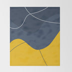 Abstract Organic Shapes Navy Blue and Yellow Throw Blanket Gallery Image 2