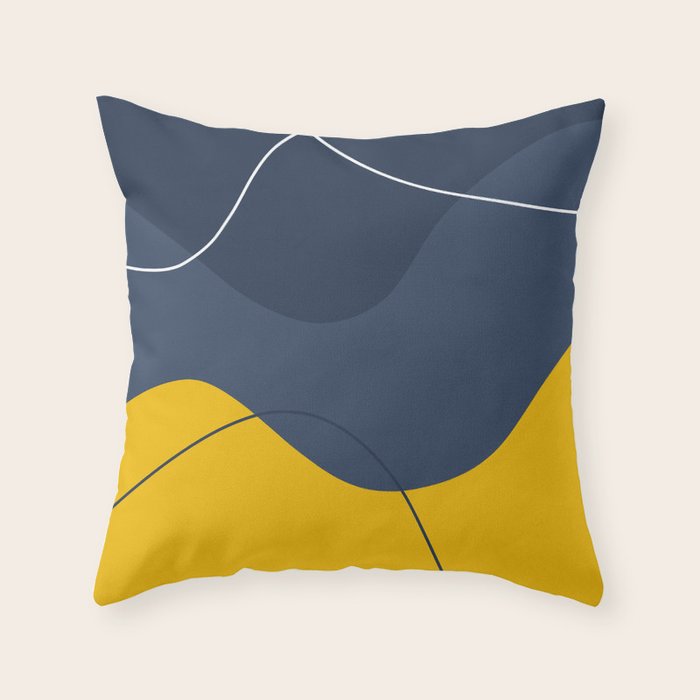 Abstract Organic Shapes Navy Blue and Yellow Throw Pillow Gallery Image 6