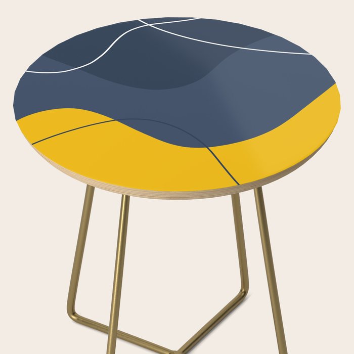 Abstract Organic Shapes Navy Blue and Yellow Side Table Gallery Image 2