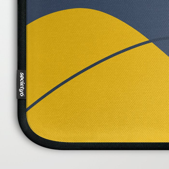 Abstract Organic Shapes Navy Blue and Yellow Laptop Sleeve Gallery Image 3